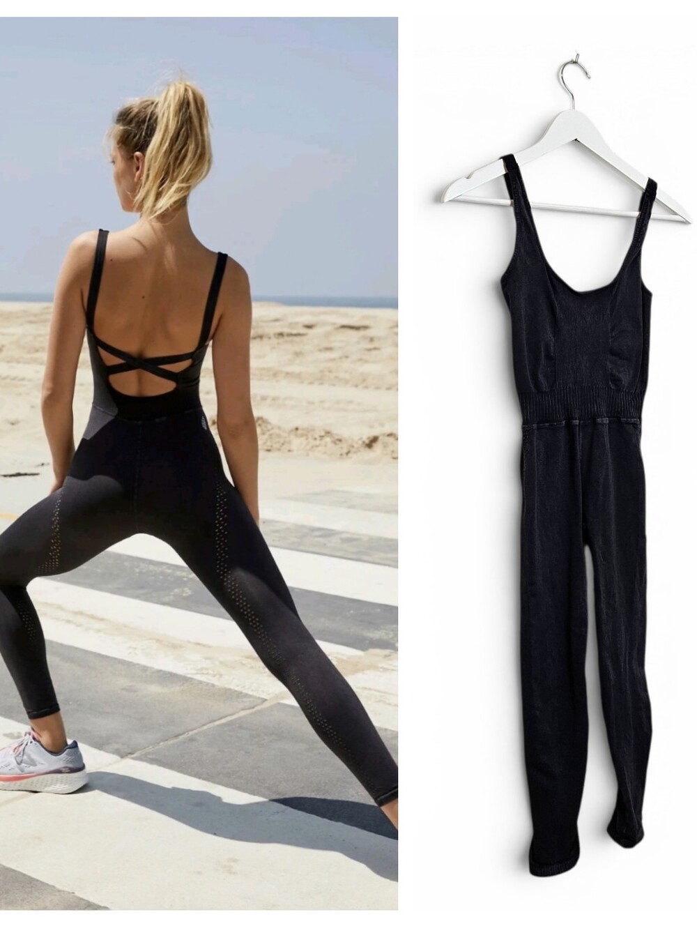 FP Movement Jumpsuit XS/S Good Karma Onesie 7/8 Crisscross Yoga Washed Black